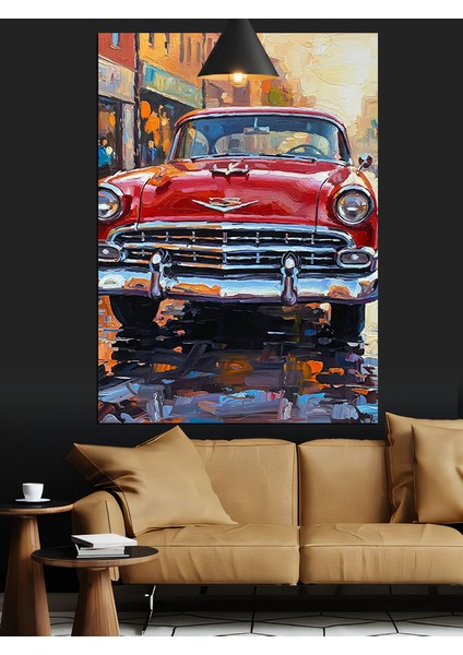 Klasik Kırmızı Araba Dekoratif Kanvas - Mdf Ahşap Tablo fırsatları