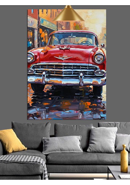 Klasik Kırmızı Araba Dekoratif Kanvas - Mdf Ahşap Tablo indirimleri
