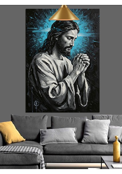 Dua Eden Isa Figürü Dekoratif Kanvas - Mdf Ahşap Tablo modelleri