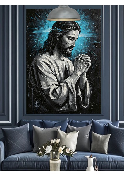 Dua Eden Isa Figürü Dekoratif Kanvas - Mdf Ahşap Tablo fırsatları