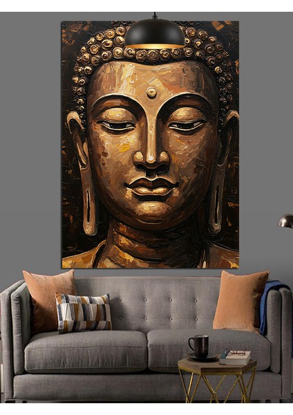 Buda Figürü Meditasyon Huzur Dekoratif Kanvas - Mdf Ahşap Tablo