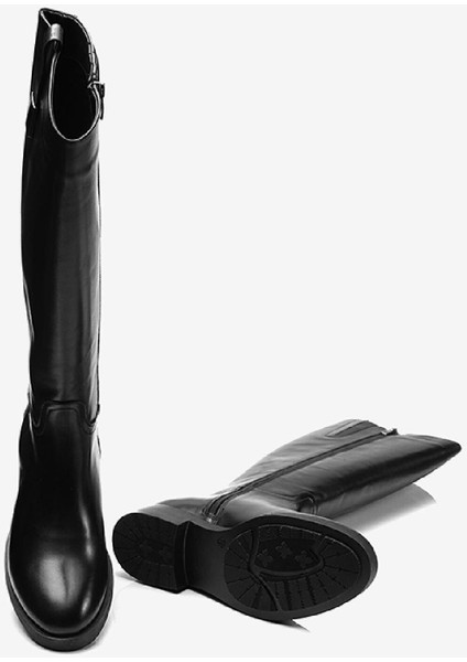 Kadın Siyah Hakiki Deri Termo Taban Çizme 3K2UC72135