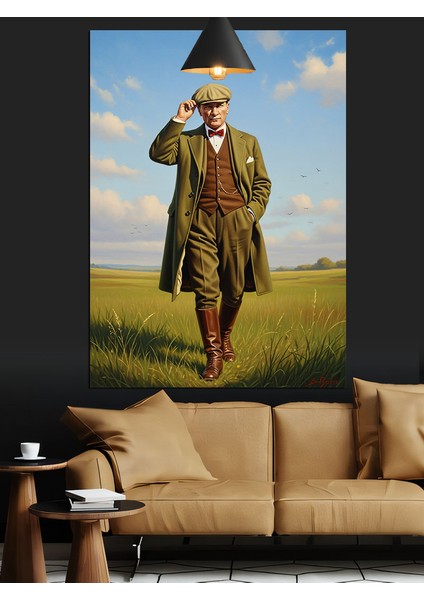 Mustafa Kemal Atatürk Doğada Yürüyor Dekoratif Kanvas - Mdf Ahşap Tablo fiyatları