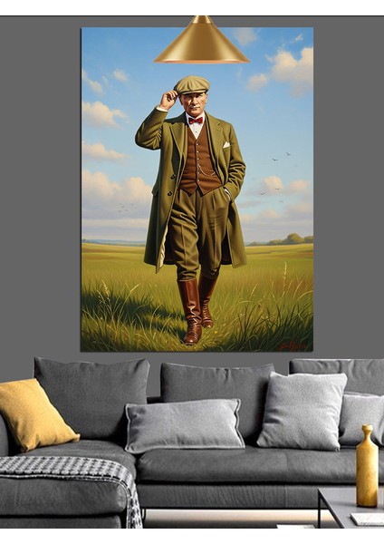 Mustafa Kemal Atatürk Doğada Yürüyor Dekoratif Kanvas - Mdf Ahşap Tablo modelleri