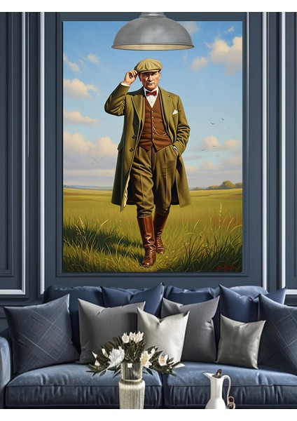 Mustafa Kemal Atatürk Doğada Yürüyor Dekoratif Kanvas - Mdf Ahşap Tablo fırsatları