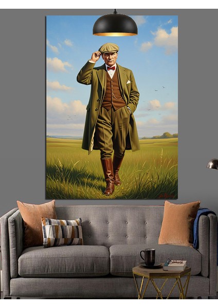 Mustafa Kemal Atatürk Doğada Yürüyor Dekoratif Kanvas - Mdf Ahşap Tablo indirimleri