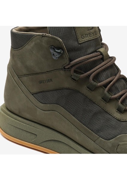 Erkek Haki Hakiki Deri Sneaker Bot 3K1SB00490