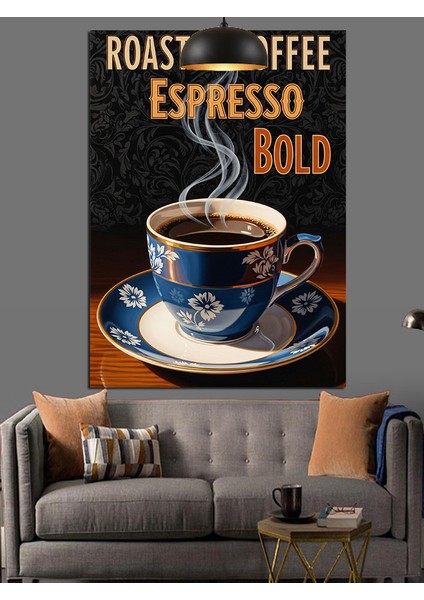 Kavrulmuş Kahve Fincanı Sanatı Dekoratif Kanvas - Mdf Ahşap Tablo