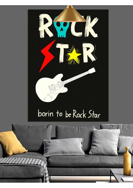 Rock Star Gitar Afişi Dekoratif Kanvas - Mdf Ahşap Tablo modelleri