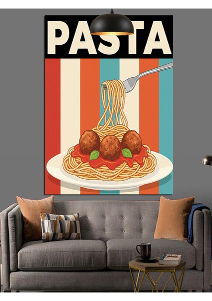 Spagetti Makarna Yiyecek Posteri Dekoratif Kanvas - Mdf Ahşap Tablo modelleri