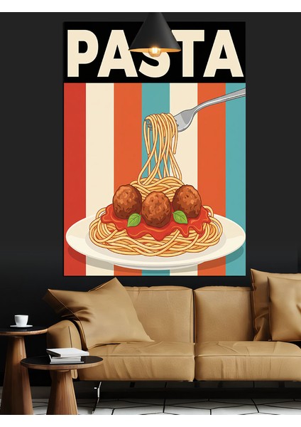 Spagetti Makarna Yiyecek Posteri Dekoratif Kanvas - Mdf Ahşap Tablo indirimleri