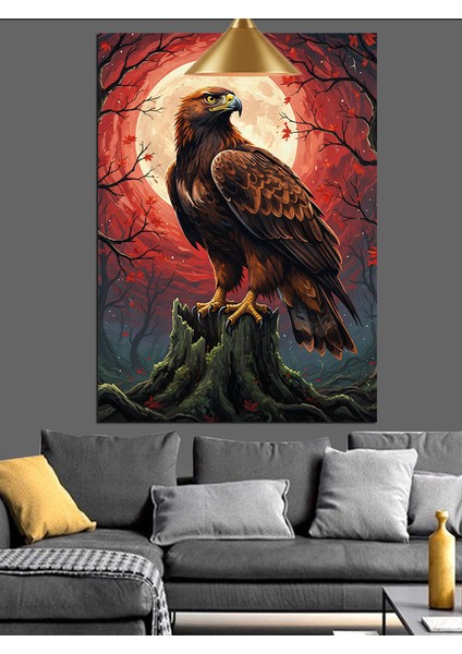 Kartal Siyah Kırmızı Dekoratif Kanvas - Mdf Ahşap Tablo fırsatları