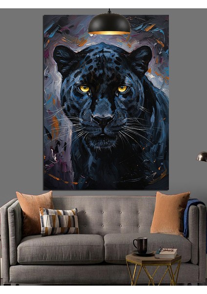 Kara Panter Vahşi Hayvan Dekoratif Kanvas - Mdf Ahşap Tablo