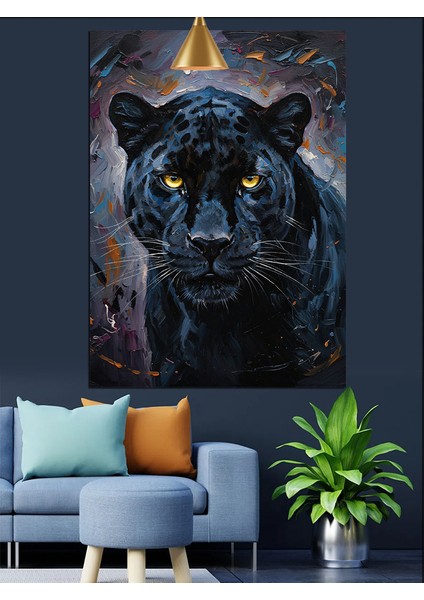 Kara Panter Vahşi Hayvan Dekoratif Kanvas - Mdf Ahşap Tablo fiyatları