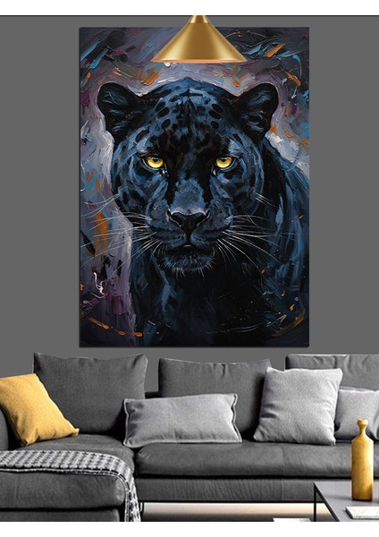 Kara Panter Vahşi Hayvan Dekoratif Kanvas - Mdf Ahşap Tablo fırsatları