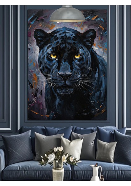 Kara Panter Vahşi Hayvan Dekoratif Kanvas - Mdf Ahşap Tablo indirimleri