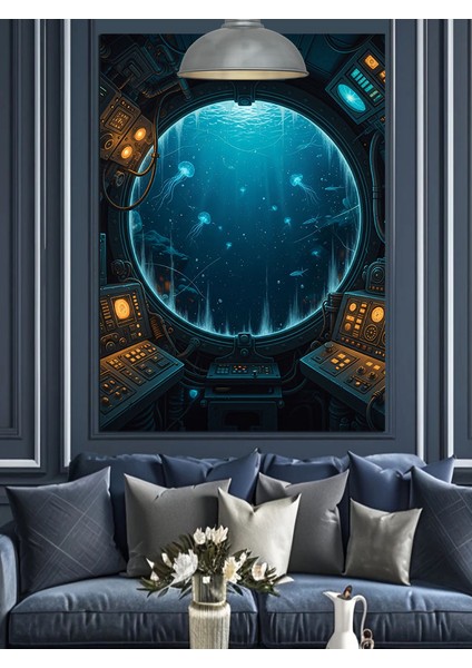 Mavi Işık Küresi Resmi Dekoratif Kanvas - Mdf Ahşap Tablo