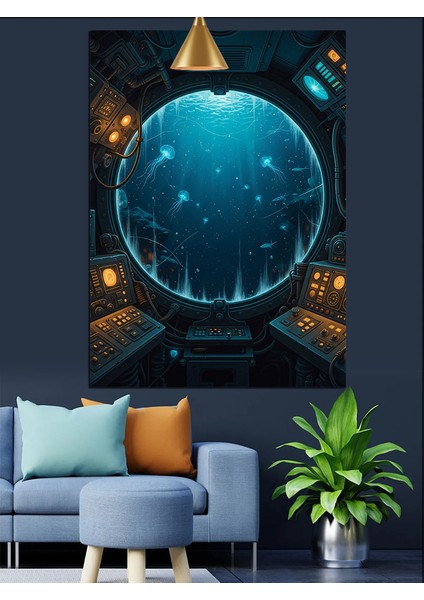 Mavi Işık Küresi Resmi Dekoratif Kanvas - Mdf Ahşap Tablo modelleri