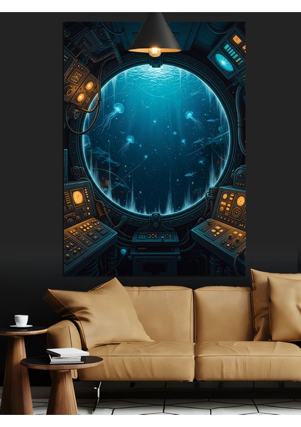 Mavi Işık Küresi Resmi Dekoratif Kanvas - Mdf Ahşap Tablo fırsatları