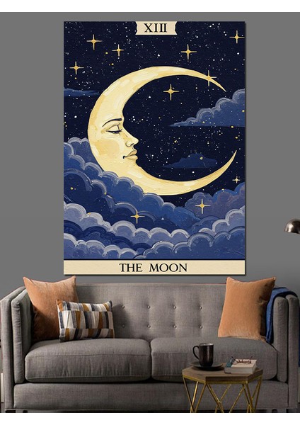 Yıldızlı Gece Ay Hilal Dekoratif Kanvas - Mdf Ahşap Tablo fiyatları