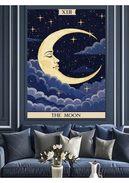 Yıldızlı Gece Ay Hilal Dekoratif Kanvas - Mdf Ahşap Tablo fırsatları