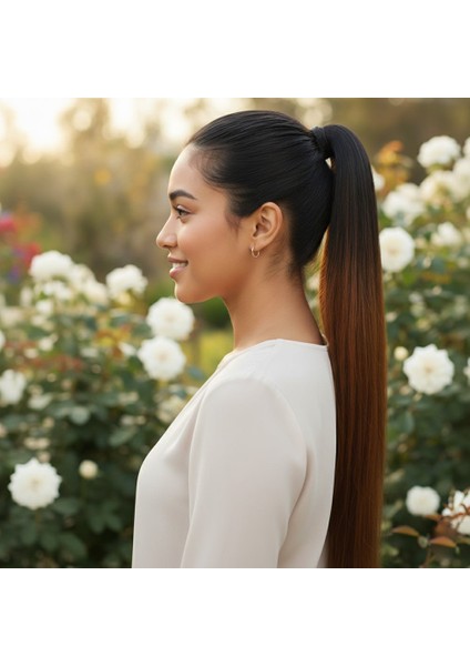 Fiber Sentetik Sihirli At Kuyruğu / Siyah / Karamel Ombreli