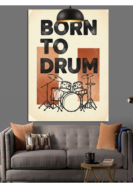 Bateri Çalmak Için Doğan Yazılı Bateri Afişi Dekoratif Kanvas - Mdf Ahşap Tablo