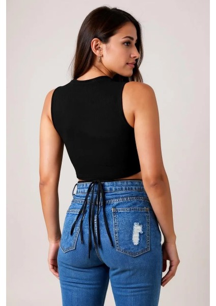 Kadın Siyah Çapraz Bağlamalı Crop Top Büstiyer – Modern ve Şık Tasarım modelleri