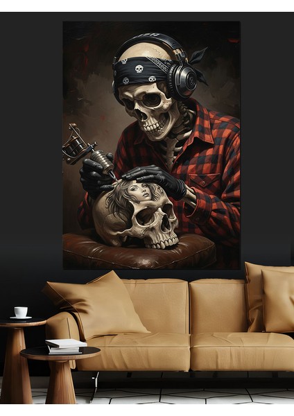 Dövmeci Iskelet Figürü Dekoratif Kanvas - Mdf Ahşap Tablo modelleri