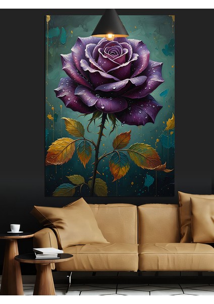 Mor Gül Tek Çiçek Sanatsal Dekoratif Kanvas - Mdf Ahşap Tablo modelleri