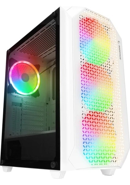 Rampage Zuko 600W 80+ Mesh Panel 4x Raınbow 14CM Fanlı Gamıng Atx Kasa Beyaz