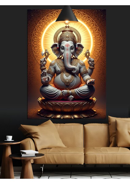 Ganesha Fil Tanrı Figürü Dekoratif Kanvas - Mdf Ahşap Tablo fiyatları
