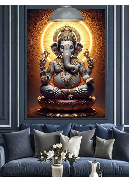 Ganesha Fil Tanrı Figürü Dekoratif Kanvas - Mdf Ahşap Tablo fırsatları