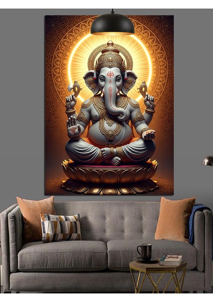 Ganesha Fil Tanrı Figürü Dekoratif Kanvas - Mdf Ahşap Tablo indirimleri
