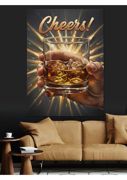Şerefe Viiski Kadehi Dekoratif Kanvas - Mdf Ahşap Tablo