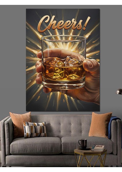 Şerefe Viiski Kadehi Dekoratif Kanvas - Mdf Ahşap Tablo fiyatları
