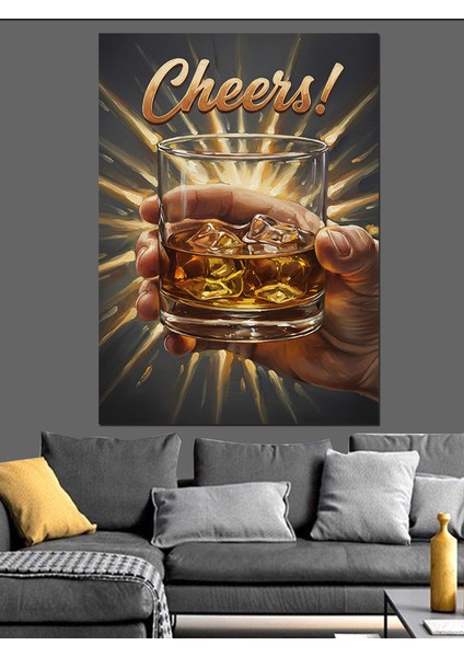 Şerefe Viiski Kadehi Dekoratif Kanvas - Mdf Ahşap Tablo modelleri