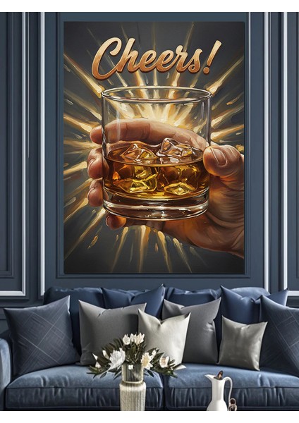 Şerefe Viiski Kadehi Dekoratif Kanvas - Mdf Ahşap Tablo fırsatları
