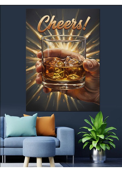 Şerefe Viiski Kadehi Dekoratif Kanvas - Mdf Ahşap Tablo indirimleri