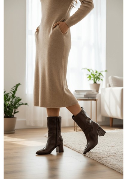 Strada Kahverengi Rugan Tak-Çıkar Konçlu (8 cm Topuk Boyu ) Günlük Kullanım Bot ve Çizme fırsatları