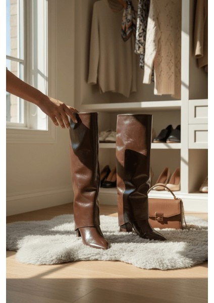 Strada Kahverengi Rugan Tak-Çıkar Konçlu (8 cm Topuk Boyu ) Günlük Kullanım Bot ve Çizme indirimleri