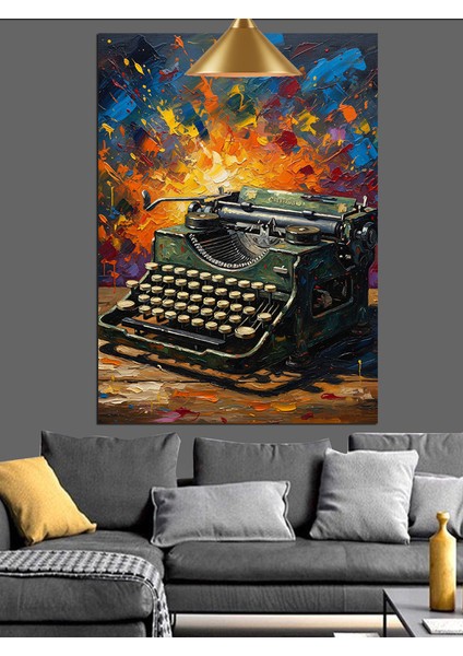 Daktilo Alevler Sanat Eseri Dekoratif Kanvas - Mdf Ahşap Tablo fırsatları