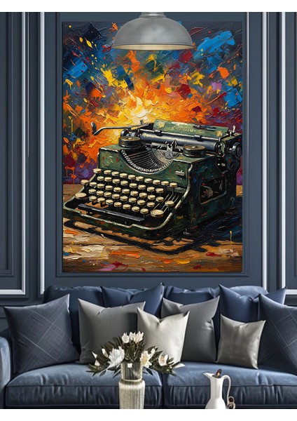 Daktilo Alevler Sanat Eseri Dekoratif Kanvas - Mdf Ahşap Tablo indirimleri