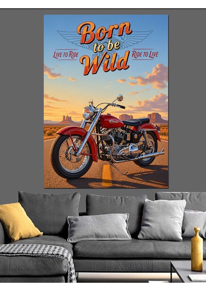 Vintage Motosiklet Kırmızı Işık Dekoratif Kanvas - Mdf Ahşap Tablo modelleri