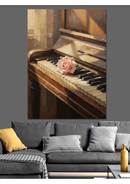 Piyano Tuşları Müzik Aleti Dekoratif Kanvas - Mdf Ahşap Tablo