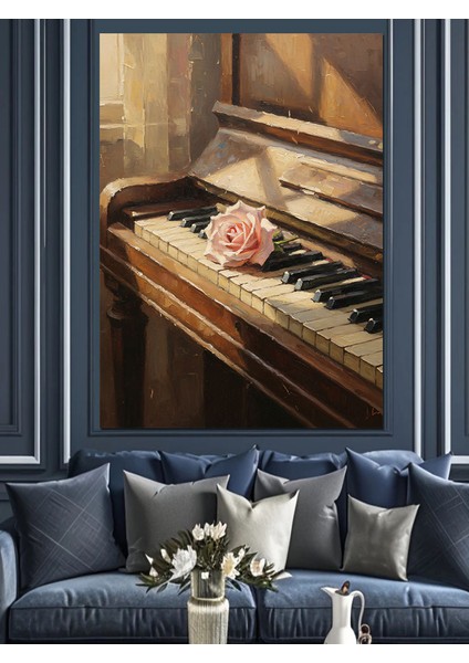 Piyano Tuşları Müzik Aleti Dekoratif Kanvas - Mdf Ahşap Tablo fiyatları