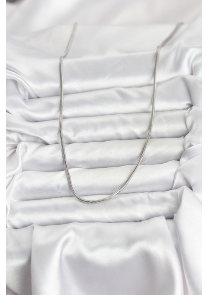 316L Çelik Zincir Gümüş Renk 60 cm Yılan Zincir Kadın Kolye - Bamido