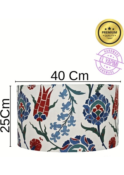 Çini Desenli Bej Metal Ayak Lambader