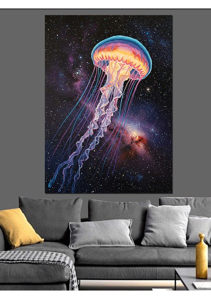 Mor Denizanası Derin Deniz Dekoratif Kanvas - Mdf Ahşap Tablo fiyatları