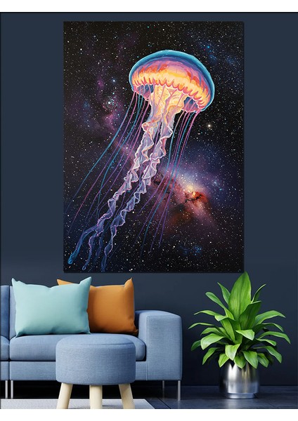 Mor Denizanası Derin Deniz Dekoratif Kanvas - Mdf Ahşap Tablo fırsatları